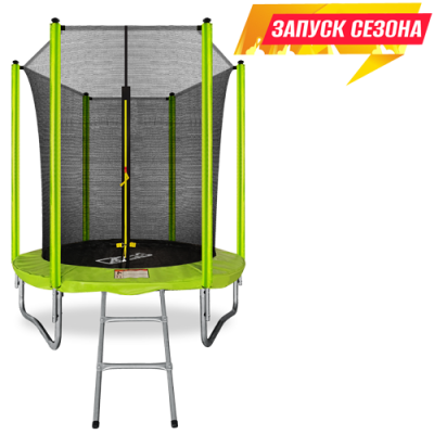 Батут 6FT с внутренней страховочной сеткой и лестницей, светло-зеленый, ARLAND ARL-TN-0603_I_LG